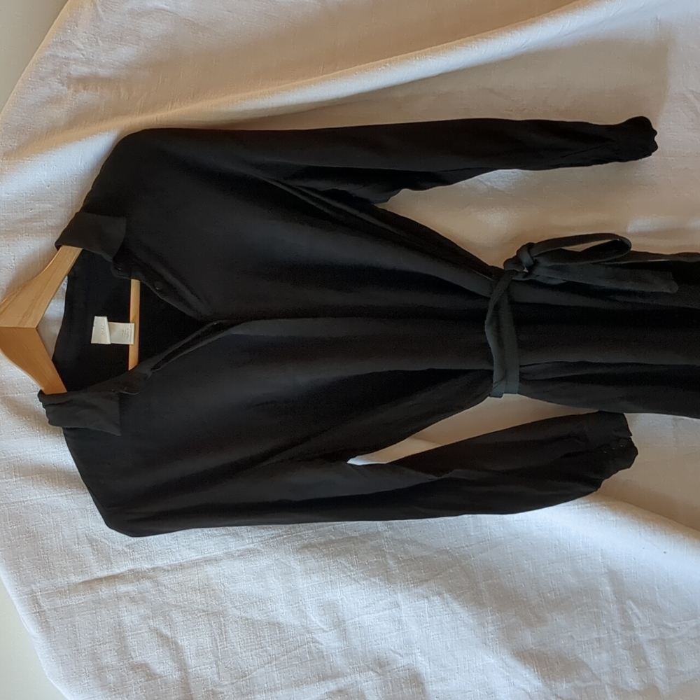 H&M black shirt dress with contrast belt tie 10